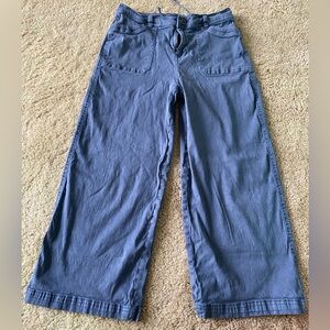 Kuhl Wide Leg Cropped Pants in Slate Blue Born in the Mountains Hiking, camping